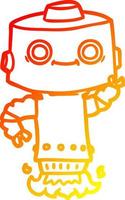 warm gradient line drawing cartoon robot vector