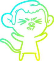 cold gradient line drawing cartoon annoyed monkey vector
