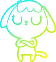 cold gradient line drawing cute cartoon dog vector