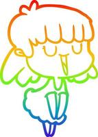 rainbow gradient line drawing cartoon woman vector