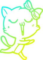 cold gradient line drawing cartoon cat vector