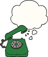 cartoon old telephone and thought bubble vector