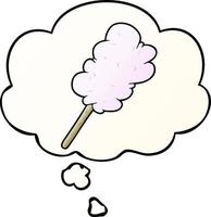 cartoon candy floss and thought bubble in smooth gradient style vector