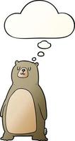 cartoon bear and thought bubble in smooth gradient style vector