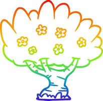 árbol de dibujos animados de dibujo de línea de gradiente de arco iris vector