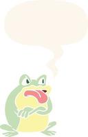 grumpy cartoon frog and speech bubble in retro style vector