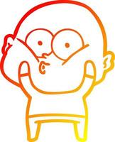 warm gradient line drawing cartoon bald man staring vector