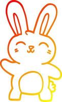 warm gradient line drawing cartoon happy bunny vector