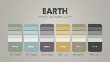 Earth tone colour schemes ideas. A color swatch template in RGB or HEX. vector