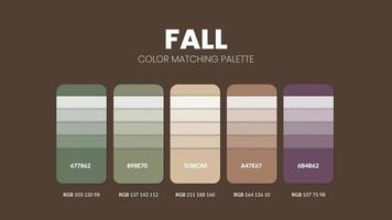 Fall theme color palettes or color schemes are trends combinations and palette guides this year, a table color shades in RGB or HEX. A color swatch for a spring fashion, home, or interior design