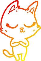 warm gradient line drawing calm cartoon cat vector