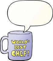 worlds best chef mug and speech bubble in smooth gradient style vector
