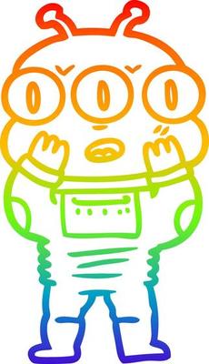 rainbow gradient line drawing surprised three eyed alien