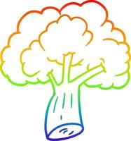 rainbow gradient line drawing cartoon broccoli vector