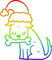 rainbow gradient line drawing cute christmas dog vector