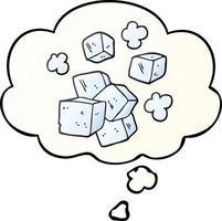 cartoon ice cubes and thought bubble in smooth gradient style vector