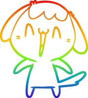 rainbow gradient line drawing cute cartoon dog vector