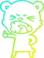 cold gradient line drawing angry cartoon bear vector