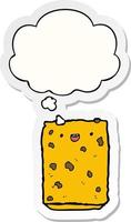 cartoon biscuit and thought bubble as a printed sticker vector