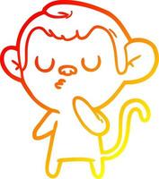 warm gradient line drawing cartoon monkey vector