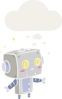 cartoon robot and thought bubble in retro style vector