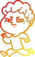warm gradient line drawing cartoon angry man vector