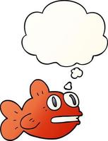cartoon fish and thought bubble in smooth gradient style vector