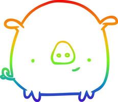 rainbow gradient line drawing happy pig vector