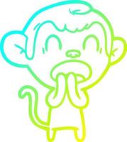 cold gradient line drawing yawning cartoon monkey vector