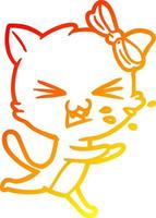 warm gradient line drawing cartoon cat vector