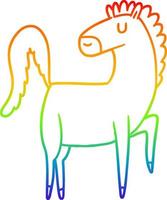 rainbow gradient line drawing happy cartoon horse vector