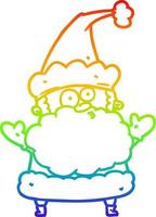 rainbow gradient line drawing confused santa claus shurgging shoulders vector