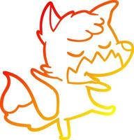 warm gradient line drawing friendly cartoon fox vector