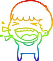 rainbow gradient line drawing cartoon laughing man vector