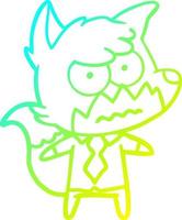 cold gradient line drawing cartoon annoyed fox vector