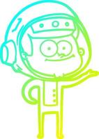 cold gradient line drawing happy astronaut cartoon vector