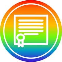diploma certificate circular in rainbow spectrum vector