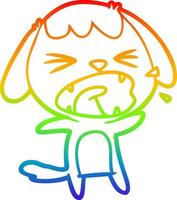 rainbow gradient line drawing cute cartoon dog barking vector