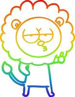 rainbow gradient line drawing cartoon bored lion vector