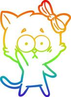 rainbow gradient line drawing cartoon cat vector