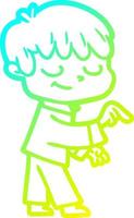 cold gradient line drawing cartoon happy boy vector