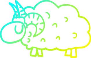 cold gradient line drawing cartoon black sheep vector