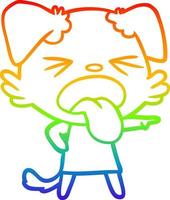 rainbow gradient line drawing cartoon disgusted dog vector