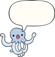 cartoon jellyfish and speech bubble vector