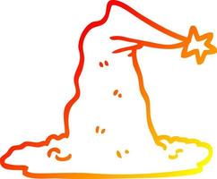 warm gradient line drawing cartoon wizard hat vector