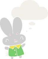 cute cartoon tiny rabbit and thought bubble in retro style vector