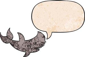 cartoon shark and speech bubble in retro texture style vector