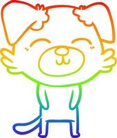 rainbow gradient line drawing cartoon dog vector
