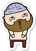 sticker of a cartoon happy bearded man vector