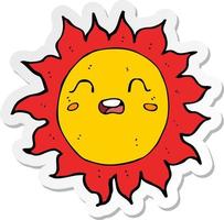 sticker of a cartoon sun vector